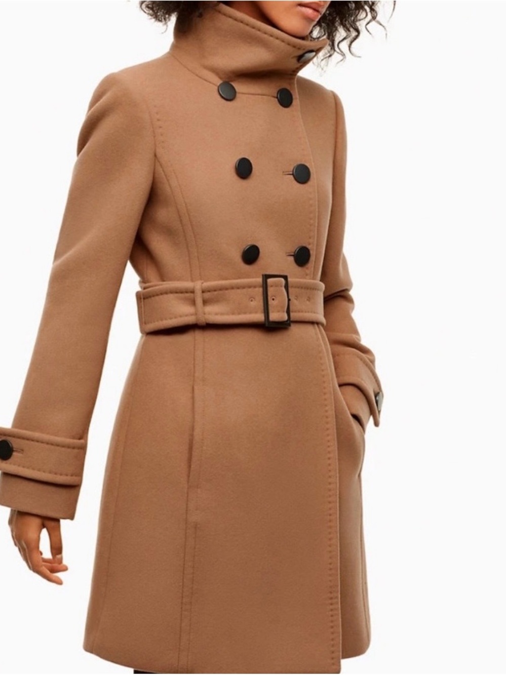Babaton Bromley Camel Double-Breasted Belted Trench Coat